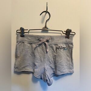 Tommy Hilfiger, girls youth grey shorts with bow on front.